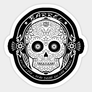 Calaca Surfing Skull T-Shirt White Sticker